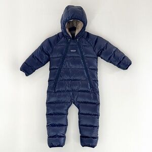 Patagonia Infant Hi-Loft Down Sweater Bunting Snowsuit 12/18 Months Navy Blue